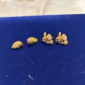 Elegant Gold and Silver Grape Cluster Earrings